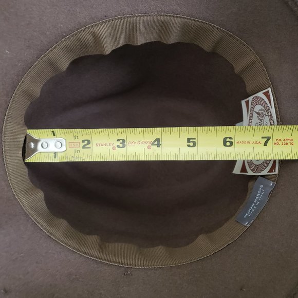 Designer Vintage Rabbit Hair Fedora Brown with Ribbon Trim - Picture 7 of 9